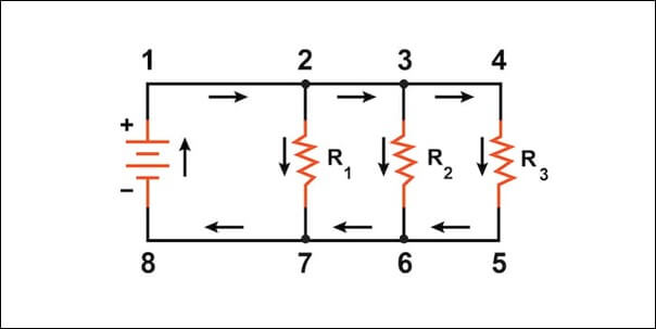 Current Flow of Parallel Circuit
