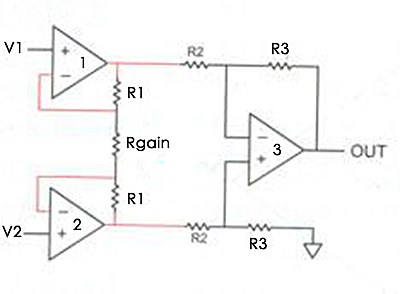 Instrumentation Amplifier Circuit Using Three Op-Amps