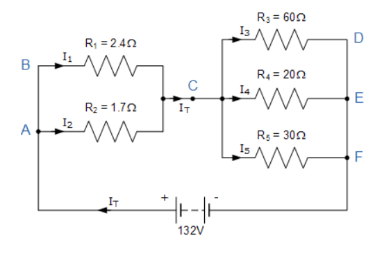 Example of Kirchhoff Law in Complex Circuits