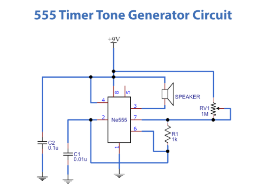 Audio Tone Generator (Astable Mode Driving a Speaker or Buzzer)