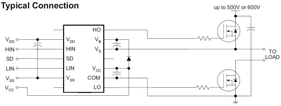 Figure 7. Typical circuit configuration for the IR2110