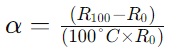  resistance temperature coefficient, represented mathematically