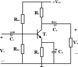 Common emitter configuration amplifier circuit