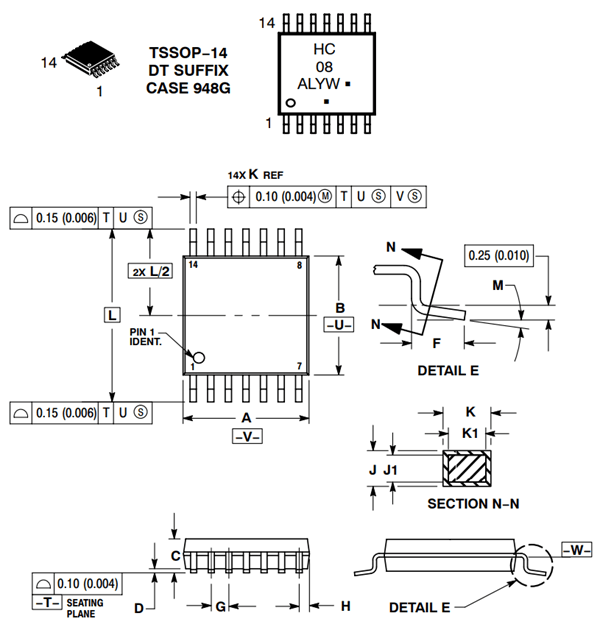 74HC08 Mechanical Dimensions